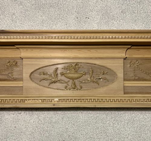 VICTORIAN PINE AND WALNUT FIRE SURROUND WITH GESSO DETAILS AND TWIN COLUMNS - ADDITIONAL PHOTO 5