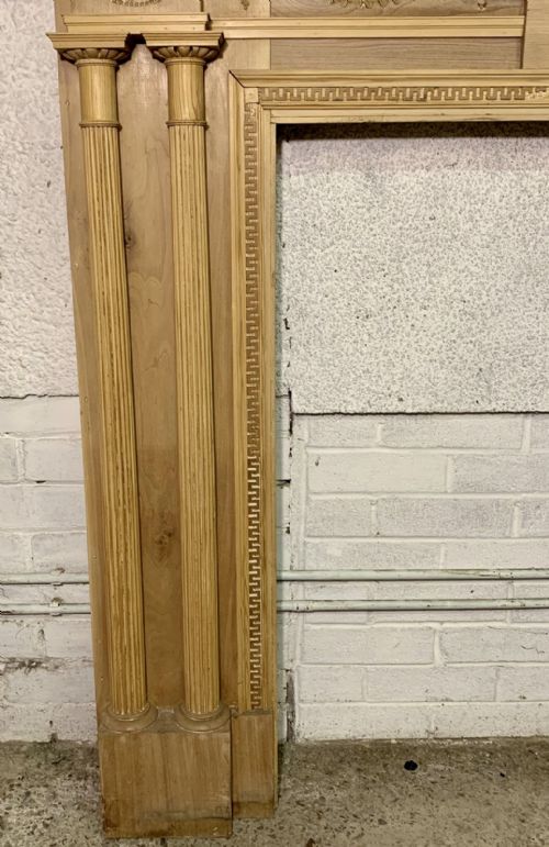 VICTORIAN PINE AND WALNUT FIRE SURROUND WITH GESSO DETAILS AND TWIN COLUMNS - ADDITIONAL PHOTO 7