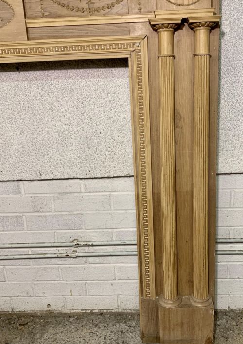 VICTORIAN PINE AND WALNUT FIRE SURROUND WITH GESSO DETAILS AND TWIN COLUMNS - ADDITIONAL PHOTO 8