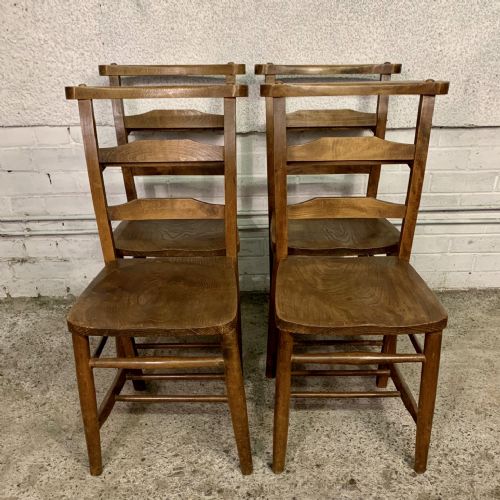 set of 4 elm and beech chapel chairs - CATEGORY: ANTIQUE CHAIRS - DATED 1920
