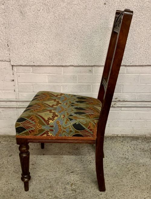 SET OF 6 EDWARDIAN MAHOGANY DINING CHAIRS WITH REUPHOLSTERED LIBERTY PATTERN SEATS - ADDITIONAL PHOTO 6