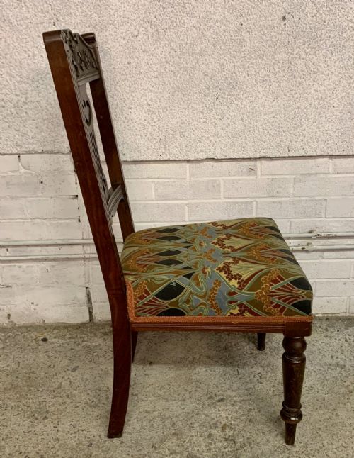SET OF 6 EDWARDIAN MAHOGANY DINING CHAIRS WITH REUPHOLSTERED LIBERTY PATTERN SEATS - ADDITIONAL PHOTO 7
