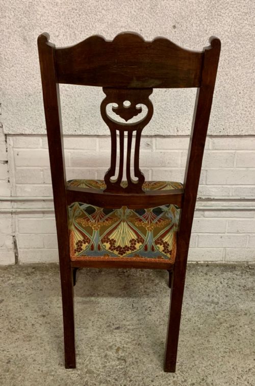 SET OF 6 EDWARDIAN MAHOGANY DINING CHAIRS WITH REUPHOLSTERED LIBERTY PATTERN SEATS - ADDITIONAL PHOTO 8