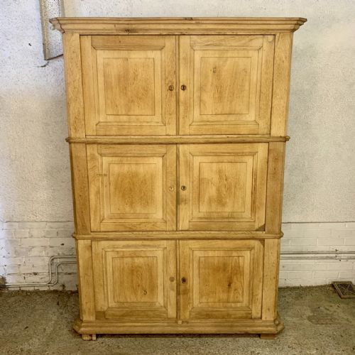 circa 1900 oak campaign cupboard in 3 separate units each with handles locks and a key - CATEGORY: ANTIQUE CUPBOARDS - DATED 1900