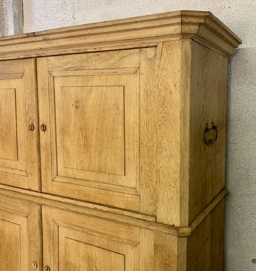 CIRCA 1900 OAK CAMPAIGN CUPBOARD IN 3 SEPARATE UNITS EACH WITH HANDLES LOCKS AND A KEY - ADDITIONAL PHOTO 2