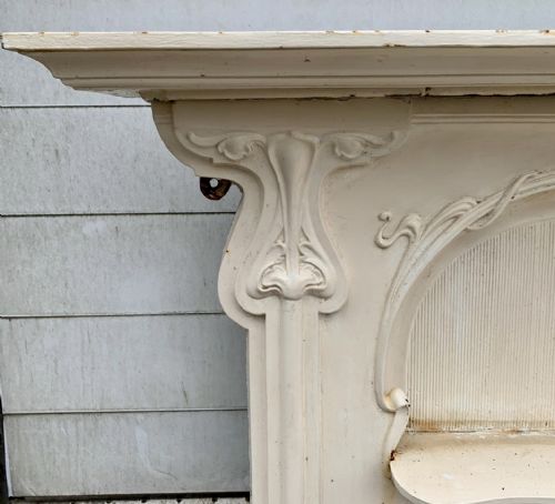 19TH CENTURY ART NOUVEAU CAST IRON FIRE SURROUND - ADDITIONAL PHOTO 1