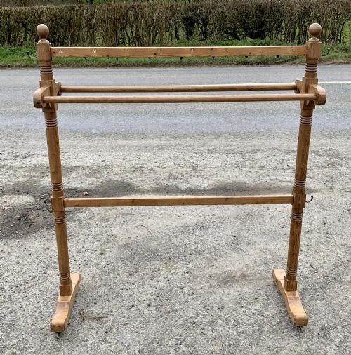 VICTORIAN PINE COUNTRY HOUSE TOWEL RAIL WITH BRASS HOOKS - ADDITIONAL PHOTO 7
