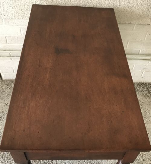 VICTORIAN MAHOGANY 2 DRAWER SIDEWRITING TABLE WITH TURNED LEGS - ADDITIONAL PHOTO 4