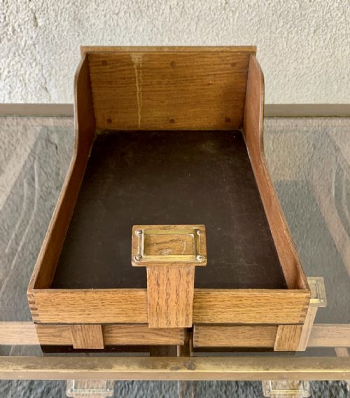 EARLY 20TH CENTURY BRASS FRAMED HABERDASHERY CABINET WITH 30 OAK GRADUATED DRAWERS - ADDITIONAL PHOTO 15