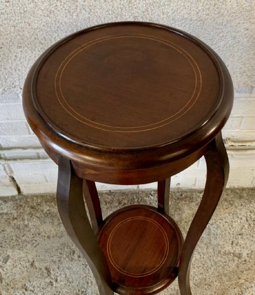 PAIR OF EDWARDIAN MAHOGANY PLANT LAMP STANDS WITH BOXWOOD INLAY - ADDITIONAL PHOTO 3