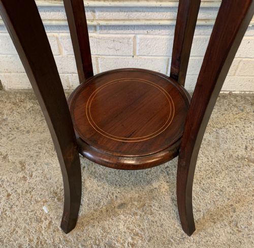 PAIR OF EDWARDIAN MAHOGANY PLANT LAMP STANDS WITH BOXWOOD INLAY - ADDITIONAL PHOTO 5