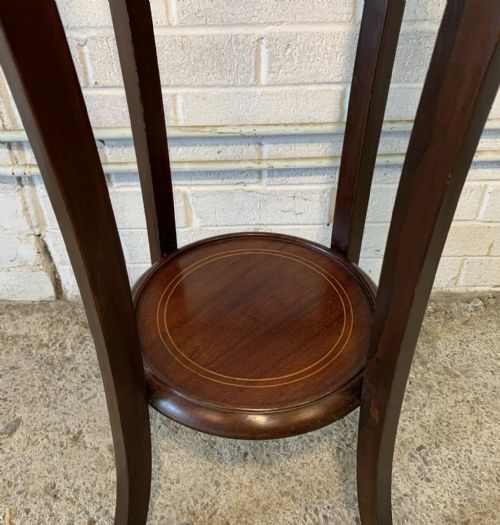 PAIR OF EDWARDIAN MAHOGANY PLANT LAMP STANDS WITH BOXWOOD INLAY - ADDITIONAL PHOTO 8