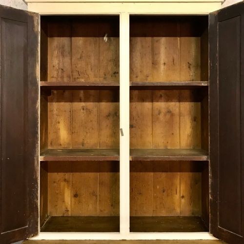 VICTORIAN PAINTED PINE LARDER CUPBOARD WITH 4 DOORS AND 2 DRAWERS - ADDITIONAL PHOTO 6