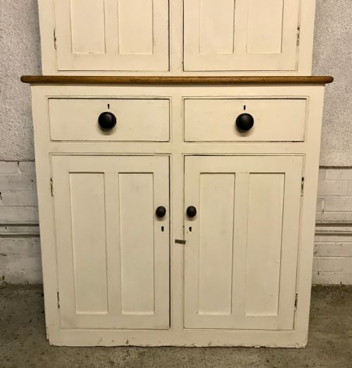 VICTORIAN PAINTED PINE LARDER CUPBOARD WITH 4 DOORS AND 2 DRAWERS - ADDITIONAL PHOTO 9