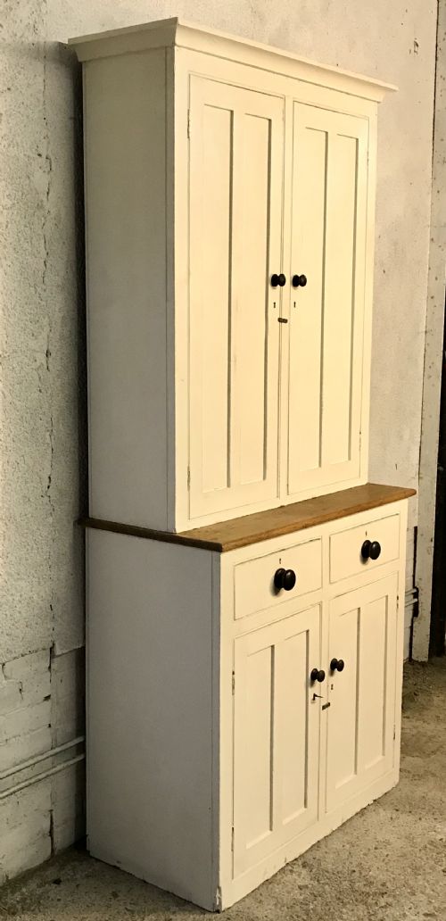 VICTORIAN PAINTED PINE LARDER CUPBOARD WITH 4 DOORS AND 2 DRAWERS - ADDITIONAL PHOTO 16