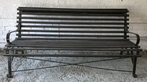 VICTORIAN WROUGHT IRON BENCH WITH WOODEN SLATS - ADDITIONAL PHOTO 1