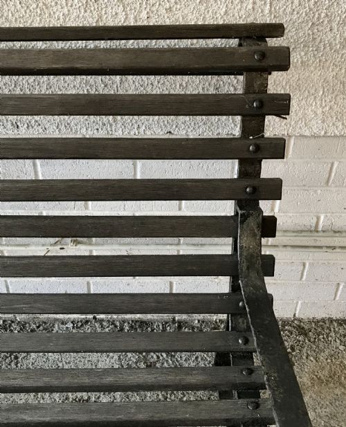 VICTORIAN WROUGHT IRON BENCH WITH WOODEN SLATS - ADDITIONAL PHOTO 3
