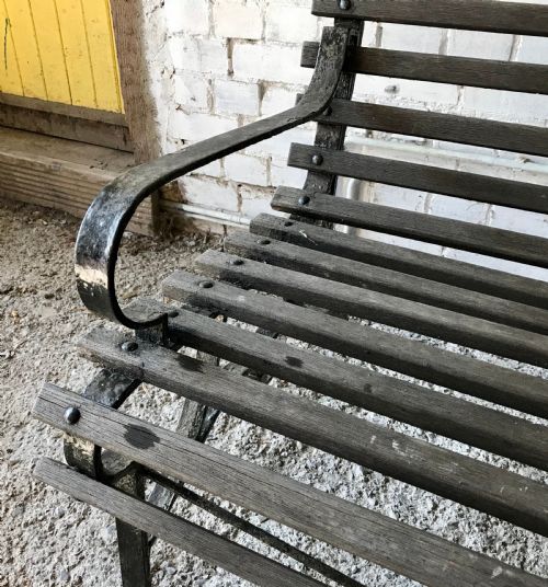 VICTORIAN WROUGHT IRON BENCH WITH WOODEN SLATS - ADDITIONAL PHOTO 4