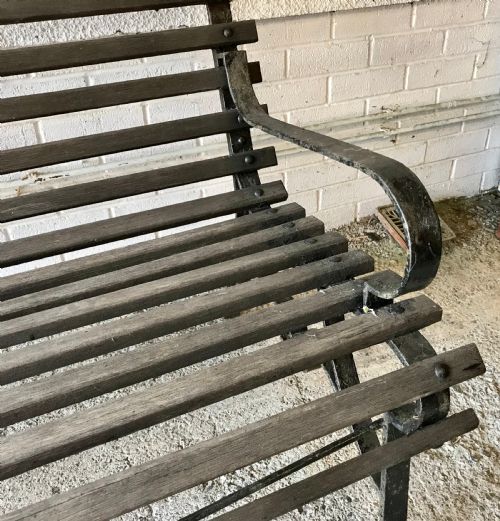 VICTORIAN WROUGHT IRON BENCH WITH WOODEN SLATS - ADDITIONAL PHOTO 5