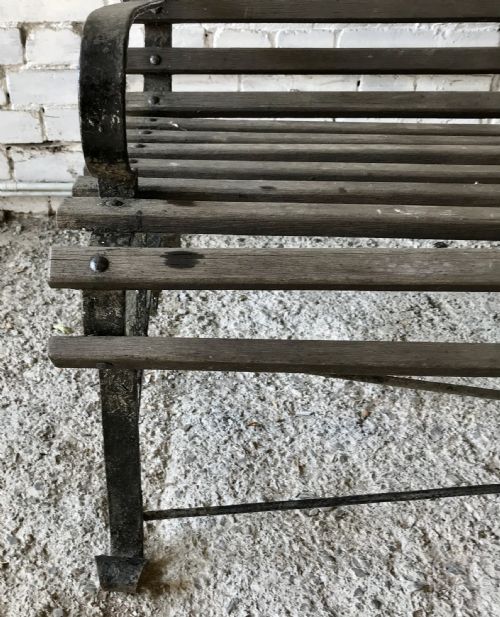 VICTORIAN WROUGHT IRON BENCH WITH WOODEN SLATS - ADDITIONAL PHOTO 6