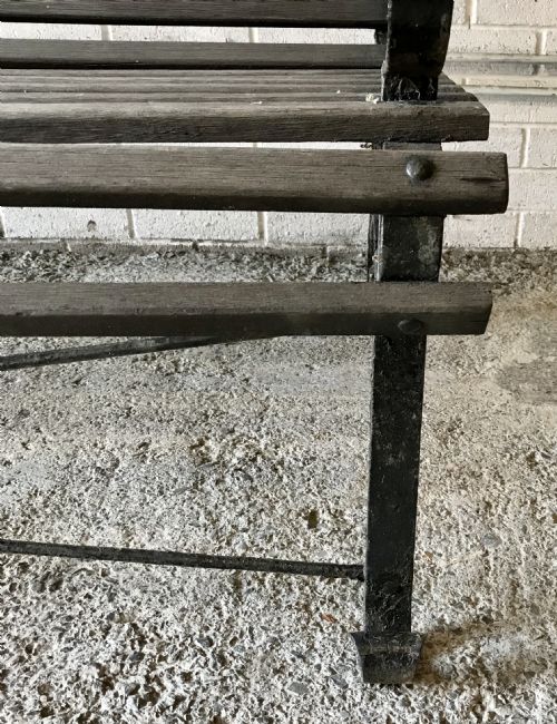 VICTORIAN WROUGHT IRON BENCH WITH WOODEN SLATS - ADDITIONAL PHOTO 7