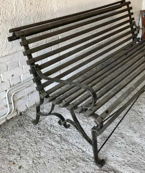 VICTORIAN WROUGHT IRON BENCH WITH WOODEN SLATS - ADDITIONAL PHOTO 8