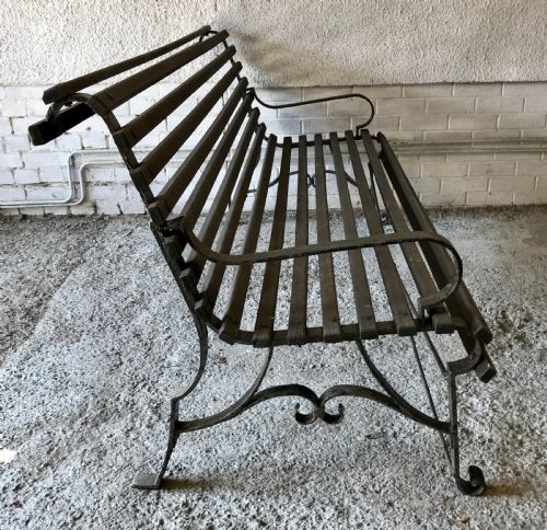 VICTORIAN WROUGHT IRON BENCH WITH WOODEN SLATS - ADDITIONAL PHOTO 9