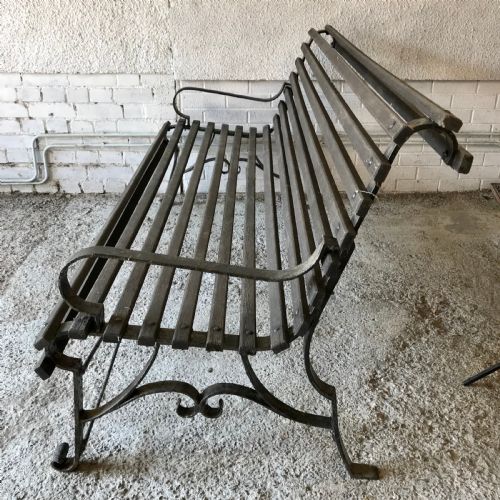 VICTORIAN WROUGHT IRON BENCH WITH WOODEN SLATS - ADDITIONAL PHOTO 12