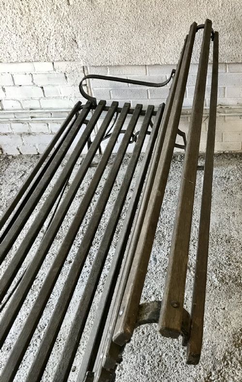 VICTORIAN WROUGHT IRON BENCH WITH WOODEN SLATS - ADDITIONAL PHOTO 14
