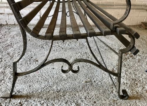 VICTORIAN WROUGHT IRON BENCH WITH WOODEN SLATS - ADDITIONAL PHOTO 15