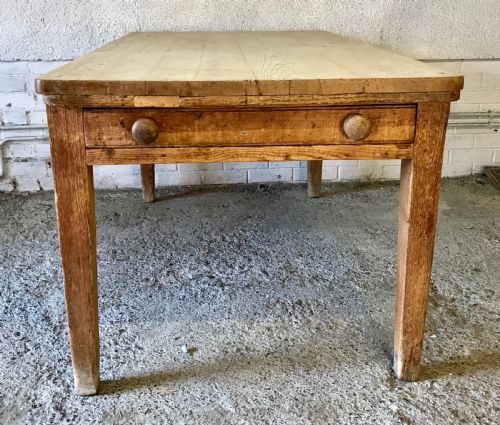 VICTORIAN PINE KITCHEN TABLE WITH SINGLE DRAWER - ADDITIONAL PHOTO 1