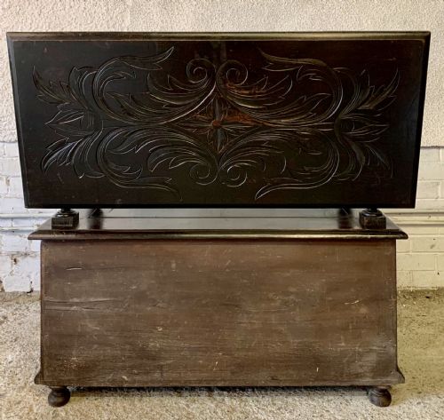 EARLY 20TH CENTURY CARVED OAK MONKS BENCH - ADDITIONAL PHOTO 13
