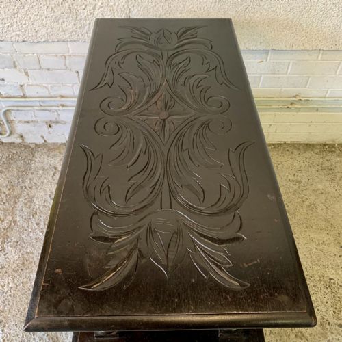 EARLY 20TH CENTURY CARVED OAK MONKS BENCH - ADDITIONAL PHOTO 16