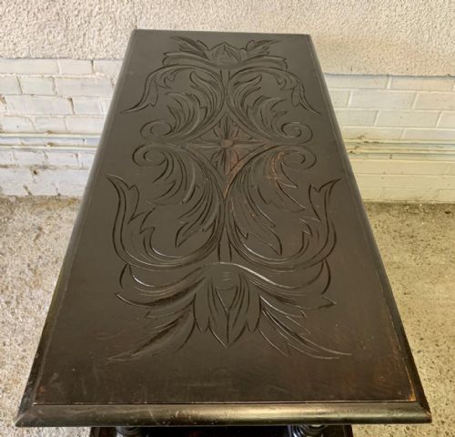EARLY 20TH CENTURY CARVED OAK MONKS BENCH - ADDITIONAL PHOTO 17