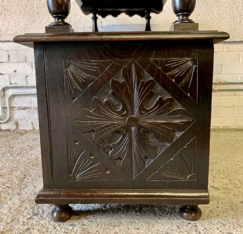 EARLY 20TH CENTURY CARVED OAK MONKS BENCH - ADDITIONAL PHOTO 19
