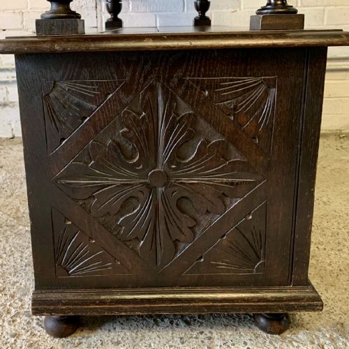 EARLY 20TH CENTURY CARVED OAK MONKS BENCH - ADDITIONAL PHOTO 21