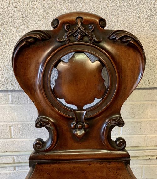 PAIR OF VICTORIAN MAHOGANY SHIELD BACK HALL CHAIRS - ADDITIONAL PHOTO 2