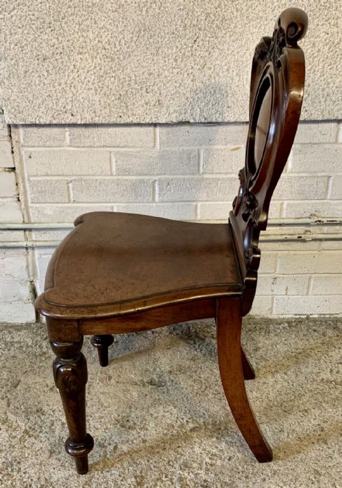 PAIR OF VICTORIAN MAHOGANY SHIELD BACK HALL CHAIRS - ADDITIONAL PHOTO 5