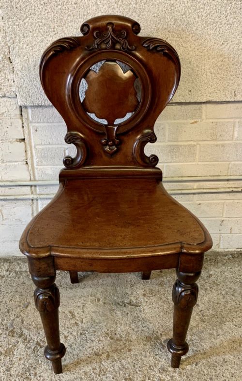PAIR OF VICTORIAN MAHOGANY SHIELD BACK HALL CHAIRS - ADDITIONAL PHOTO 8