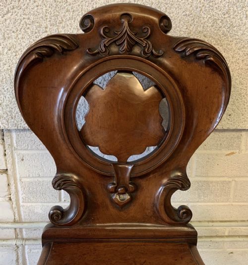 PAIR OF VICTORIAN MAHOGANY SHIELD BACK HALL CHAIRS - ADDITIONAL PHOTO 9