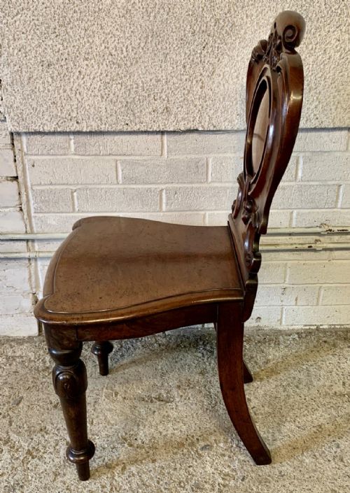PAIR OF VICTORIAN MAHOGANY SHIELD BACK HALL CHAIRS - ADDITIONAL PHOTO 12