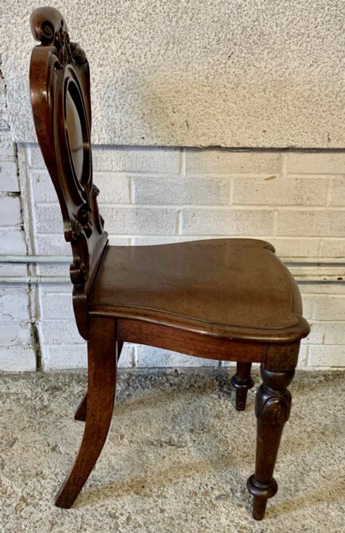 PAIR OF VICTORIAN MAHOGANY SHIELD BACK HALL CHAIRS - ADDITIONAL PHOTO 13