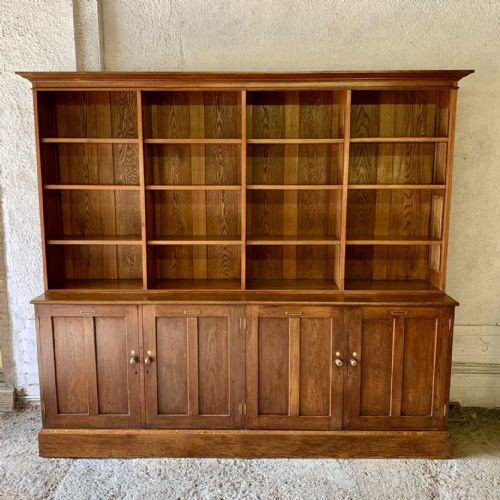 early 20th century oak bookcase complete with original brass handles and number plates - CATEGORY: ANTIQUE BOOKCASES - DATED 1920