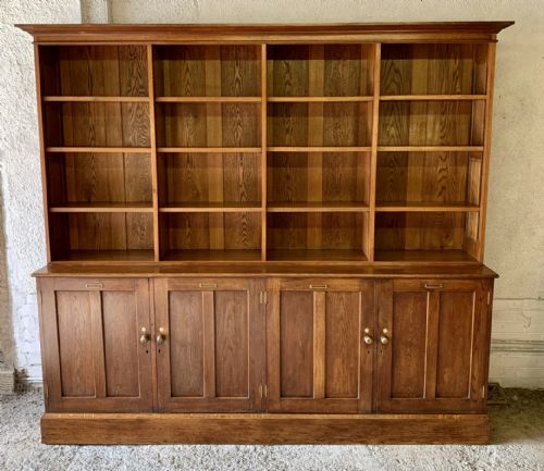 EARLY 20TH CENTURY OAK BOOKCASE COMPLETE WITH ORIGINAL BRASS HANDLES AND NUMBER PLATES - ADDITIONAL PHOTO 1
