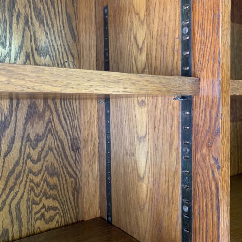 EARLY 20TH CENTURY OAK BOOKCASE COMPLETE WITH ORIGINAL BRASS HANDLES AND NUMBER PLATES - ADDITIONAL PHOTO 7