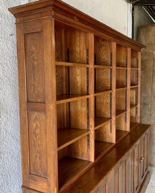EARLY 20TH CENTURY OAK BOOKCASE COMPLETE WITH ORIGINAL BRASS HANDLES AND NUMBER PLATES - ADDITIONAL PHOTO 13