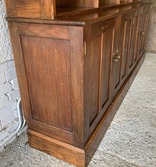 EARLY 20TH CENTURY OAK BOOKCASE COMPLETE WITH ORIGINAL BRASS HANDLES AND NUMBER PLATES - ADDITIONAL PHOTO 14