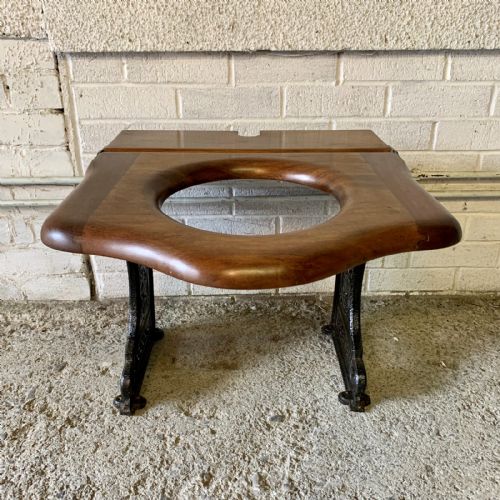 Victorian Mahogany Toilet Seat on Cast Iron Brackets
