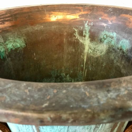 19TH CENTURY RIVETED COPPER BOILER CAULDRON ON HEAVY IRON BASE - ADDITIONAL PHOTO 1