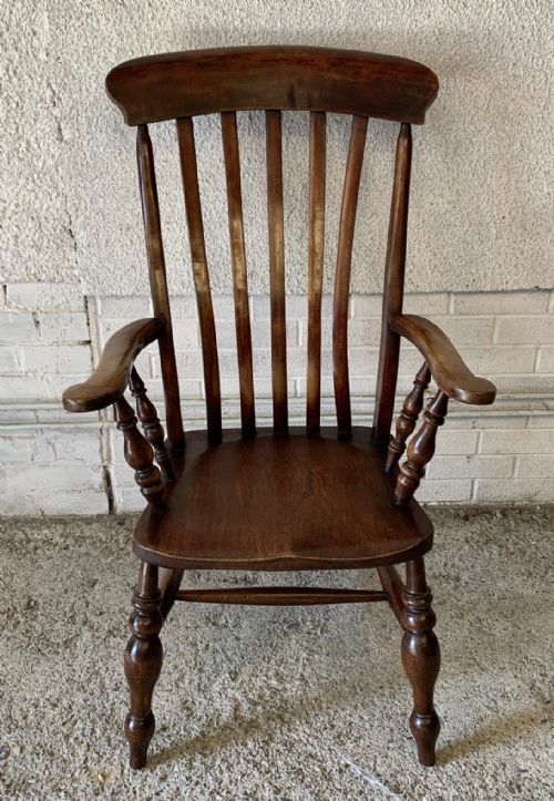 VICTORIAN WINDSOR LATHE BACK ELM AND BEECH CARVER CHAIR - ADDITIONAL PHOTO 1